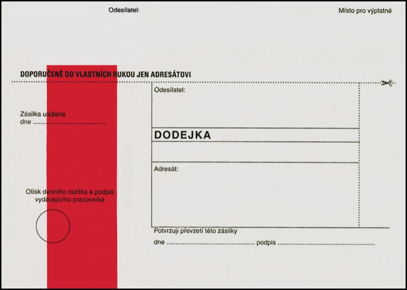 obálka dodejka B6 NCR rec.,červ.,odtrháv.klopa: