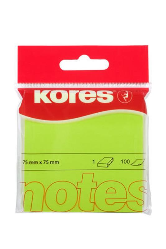 bloček samol. 75x75mm zelený 100ls Kores